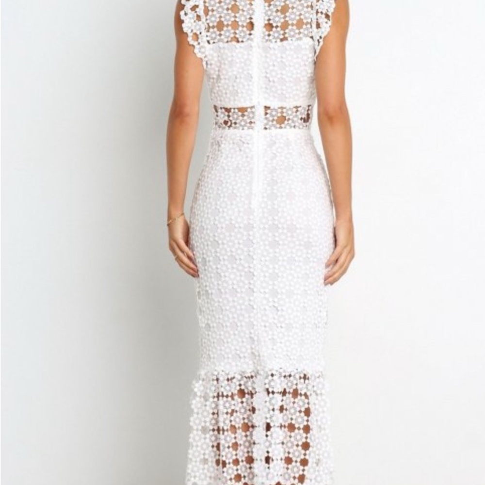 White Lace Midi Dress - Picture 3 of 4